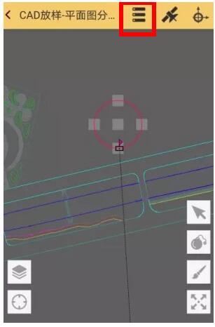 CAD 放樣功能在施工作業(yè)的同時，還可進(jìn)入繪圖模式（點(diǎn)擊右邊毛筆圖標(biāo)），可實(shí)時在原 CAD 底圖上進(jìn)行相關(guān)圖形的增加，如點(diǎn)、直線、折線、曲線等，并進(jìn)行放樣